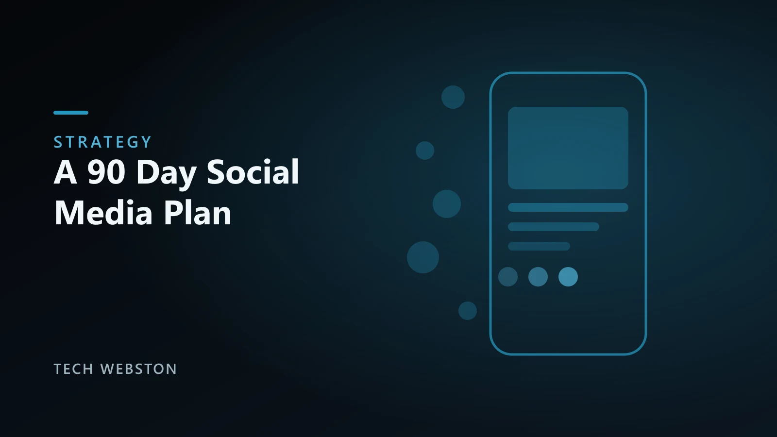 Social media strategy for small business illustration showing a phone feed and a planned content sequence